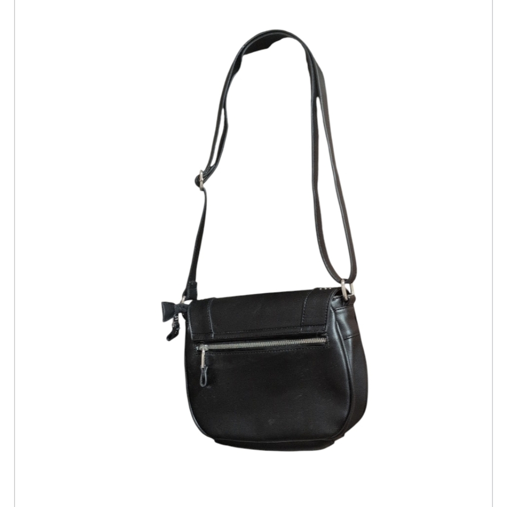 Naturalizer Black Crossbody Bag Studded Flap Minimalist Purse Silver - Picture 2 of 7